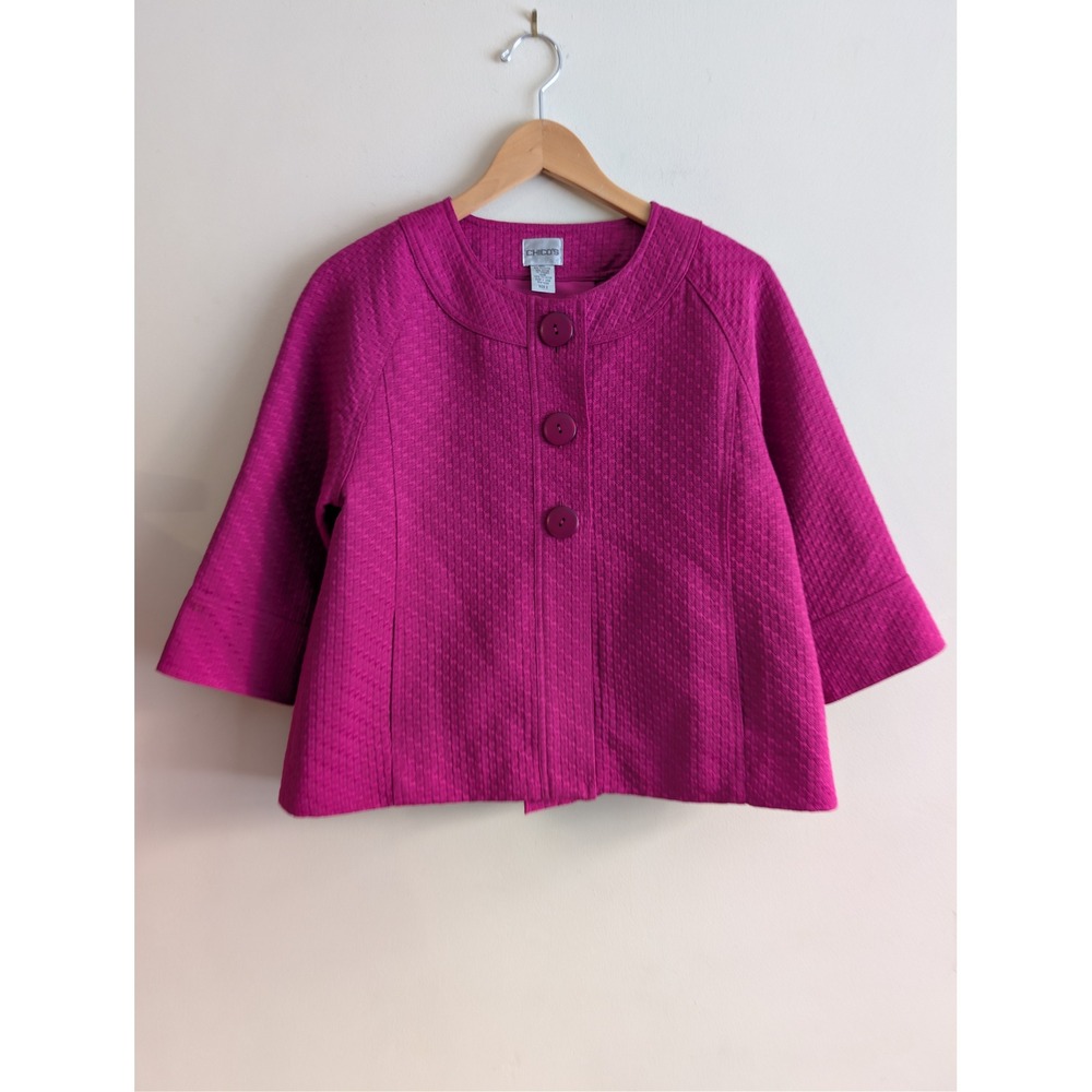 Chicos Textured Button Front Cropped Jacket Blaze… - image 1